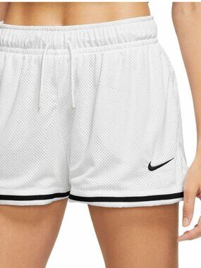 Nike Sportswear Essentials Mesh Mid-Rise Shorts Women M White Loose